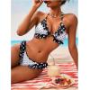 image:imageMakeMeChic Womens Polka Dots Bikini Set Halter Triangle Tie Side Ruffle Thong Bathing SuitsBlack and White