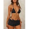image:imageMakeMeChic Womens Polka Dots Triangle Bikini Sets Swim Shorts Y2K Leopard Bathing Suit SwimsuitPolka Dots