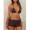 image:imageMakeMeChic Womens Polka Dots Triangle Bikini Sets Swim Shorts Y2K Leopard Bathing Suit SwimsuitPolka Dots Brown