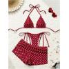 image:imageMakeMeChic Womens Polka Dots Triangle Bikini Sets Swim Shorts Y2K Leopard Bathing Suit SwimsuitPolka Dots Red