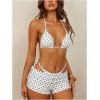 image:imageMakeMeChic Womens Polka Dots Triangle Bikini Sets Swim Shorts Y2K Leopard Bathing Suit SwimsuitPolka Dots White