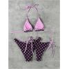 image:imageMakeMeChic Womens Polka Dots Triangle Thong Bikini Sets 3pcs High Leg Halter Swimsuit Bathing SuitMulticolor