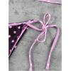 image:imageMakeMeChic Womens Polka Dots Triangle Thong Bikini Sets 3pcs High Leg Halter Swimsuit Bathing SuitMulticolor