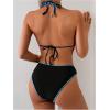 image:imageMakeMeChic Womens Polka Dots Triangle Thong Bikini Sets Floral Cute Bathing Suit SwimsuitsBlue Black