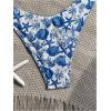 image:imageMakeMeChic Womens Polka Dots Triangle Thong Bikini Sets Floral Cute Bathing Suit SwimsuitsStar Blue White