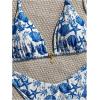 image:imageMakeMeChic Womens Polka Dots Triangle Thong Bikini Sets Floral Cute Bathing Suit SwimsuitsStar Blue White