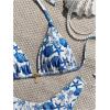 image:imageMakeMeChic Womens Polka Dots Triangle Thong Bikini Sets Floral Cute Bathing Suit SwimsuitsStar Blue White