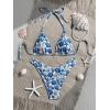 image:imageMakeMeChic Womens Polka Dots Triangle Thong Bikini Sets Floral Cute Bathing Suit SwimsuitsStar Blue White