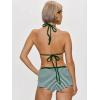 image:imageMakeMeChic Womens Striped Bikini Set Halter Triangle Tie Backless String Swimsuit with BoyshortsGreen a