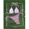 image:imageMakeMeChic Womens Striped Triangle Thong Micro Bikini Sets Halter Swimsuits Bathing SuitGreen