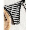 image:imageMakeMeChic Womens Striped Triangle Thong Micro Bikini Sets Halter Swimsuits Bathing SuitStriped