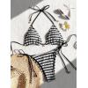 image:imageMakeMeChic Womens Striped Triangle Thong Micro Bikini Sets Halter Swimsuits Bathing SuitStriped