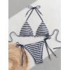 image:imageMakeMeChic Womens Striped Triangle Thong Micro Bikini Sets Halter Swimsuits Bathing SuitStriped Blue a