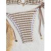 image:imageMakeMeChic Womens Striped Triangle Thong Micro Bikini Sets Halter Swimsuits Bathing SuitStriped Mocha Brown