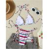 image:imageMakeMeChic Womens Striped Triangle Thong Micro Bikini Sets Halter Swimsuits Bathing SuitStriped Multicolor