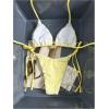 image:imageMakeMeChic Womens Summer 2 Piece Swimsuit 3D Floral Halter Bikini Sets Vacation Triangle Tie Back Bathing SuitPale Yellow