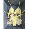 image:imageMakeMeChic Womens Summer 2 Piece Swimsuit 3D Floral Halter Bikini Sets Vacation Triangle Tie Back Bathing SuitPale Yellow