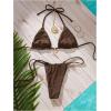 image:imageMakeMeChic Womens Summer Beach 2 Piece Bathing Suit Metallic Seashell Starfish Halter Cheeky Bikini SetsBrown