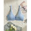 image:imageMakeMeChic Womens Textured Bikini Top Cut Out Summer Bathing Suit Swim TopsBlue