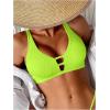 image:imageMakeMeChic Womens Textured Bikini Top Cut Out Summer Bathing Suit Swim TopsGreen