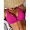 image:imageMakeMeChic Womens Textured Bikini Top Cut Out Summer Bathing Suit Swim TopsHot Pink