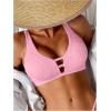 image:imageMakeMeChic Womens Textured Bikini Top Cut Out Summer Bathing Suit Swim TopsPink