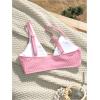 image:imageMakeMeChic Womens Textured Bikini Top Cut Out Summer Bathing Suit Swim TopsPink