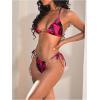 image:imageMakeMeChic Womens Tie Dye Bikini Sets Halter Triangle Ring Tie Backless String Swimsuits Bathing SuitRed