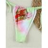 image:imageMakeMeChic Womens Triangle Thong Bikini Sets Floral Polka Dots Bandeau Bathing Suit Swimsuit CoverupGreen