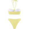 image:imageMakeMeChic Womens Triangle Thong Bikini Sets Floral Polka Dots Bandeau Bathing Suit Swimsuit CoverupHalter Yellow