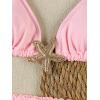 image:imageMakeMeChic Womens Triangle Thong Bikini Sets Floral Polka Dots Bandeau Bathing Suit Swimsuit CoverupPink
