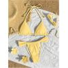 image:imageMakeMeChic Womens Triangle Thong Bikini Sets Starfish Halter Micro Swimsuit Bathing SuitYellow Solid