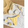 image:imageMakeMeChic Womens Triangle Thong Bikini Sets Starfish Halter Micro Swimsuit Bathing SuitYellow Solid