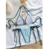 image:imageMakeMeChic Womens Two Piece Bikini Set Halter Triangle Ring Tie Side Swimsuit Beachwear Bathing SuitsBlue