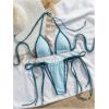 image:imageMakeMeChic Womens Two Piece Bikini Set Halter Triangle Ring Tie Side Swimsuit Beachwear Bathing SuitsBlue