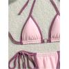 image:imageMakeMeChic Womens Two Piece Bikini Set Halter Triangle Ring Tie Side Swimsuit Beachwear Bathing SuitsPink