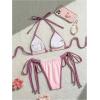 image:imageMakeMeChic Womens Two Piece Bikini Set Halter Triangle Ring Tie Side Swimsuit Beachwear Bathing SuitsPink