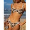 image:imageMakeMeChic Womens Two Piece Cheetah Print Bikini Sets Bow Underwire Backless Cheeky Bathing Suit SwimsuitsMulticolor