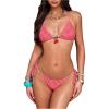 image:imageMAKEMECHIC Womens Plaid Cherry Bikini Set Thong High Cut Swimsuit Halter Bikinis Bathing Suit SwimwearRed
