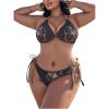 image:imageMAKEMECHIC Womens Summer Plus Size 2 Piece Bikini Set Beach Floral Print Halter Cheeky Bathing SuitsBrown