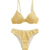 image:imageMakeMeChic Womens 2 Piece Bikini Set Floral Underwire Spaghetti Strap Smocked Bathing SuitYellow