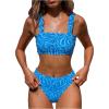 image:imageMakeMeChic Womens 2 Piece Bikini Set Square Neck High Waisted Swimsuits Bathing SuitBlue