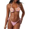 image:imageMakeMeChic Womens 2 Piece Micro Bikini Sets Sequin 3D Floral Halter Cheeky Summer Beach SwimsuitPink