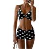 image:imageMakeMeChic Womens 2 Piece Polka Dots Bikini Set Summer Twist Front Swim Shorts Bathing SuitBlack and White