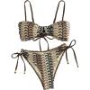 image:imageMakeMeChic Womens 2 Piece Summer Bikini Sets Chevron Print Tie Backless Cheeky Beach Bathing SuitsMulticolor