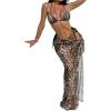 image:imageMakeMeChic Womens 3 Piece Bikini Set Cheetah Print Halter High Cut Swimsuit with Cover Up SkirtMulticolor