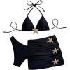 image:imageMakeMeChic Womens 3 Piece Swimsuit Starfish Halter Triangle Bikini Sets Bathing Suit with Cover Up SkirtBlack