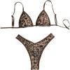 image:imageMakeMeChic Womens Bikini Sets Cheetah Print Contrast Binding Tie Backless SwimsuitBlack and Brown