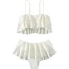 image:imageMakeMeChic Womens Bikini Sets Textured Ruffle Tiered Spaghetti Strap Summer Swimsuit Bathing SuitWhite