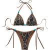 image:imageMakeMeChic Womens Cheetah Print Sequin Bikini Sets Sparkly Halter Triangle 2 Piece SwimsuitsBrown